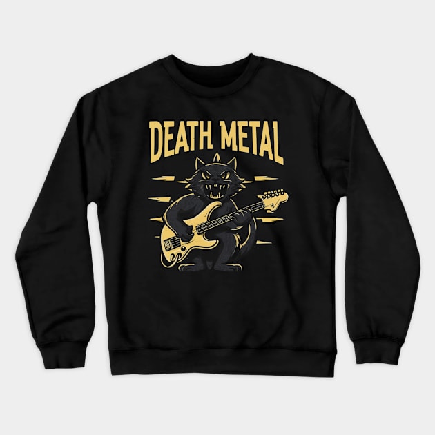 Death Metal Satanic Baphomet Cat playing guitar Crewneck Sweatshirt by Aldrvnd